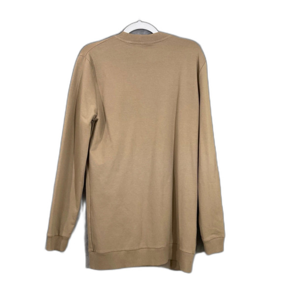 ASOS Long Full Zip Cotton Boyfriend Cardigan women’s M Tan V-Neck Pockets - Picture 3 of 11